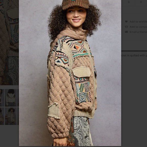 POL “ Aria 3 “ POL Quilted Mock Neck Jacket with Jacquard Contrast 88 - Picture 3 of 6